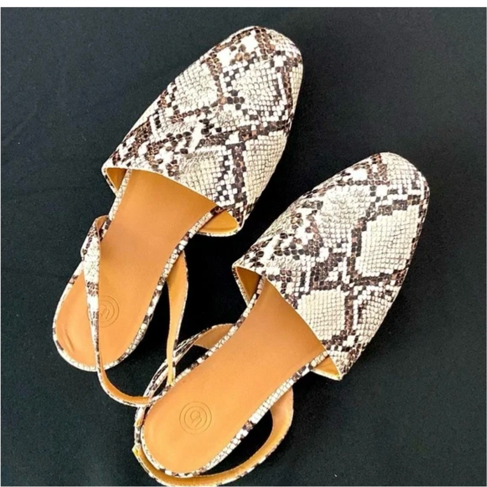Urban Outfitters Snakeskin Sling Back Mules